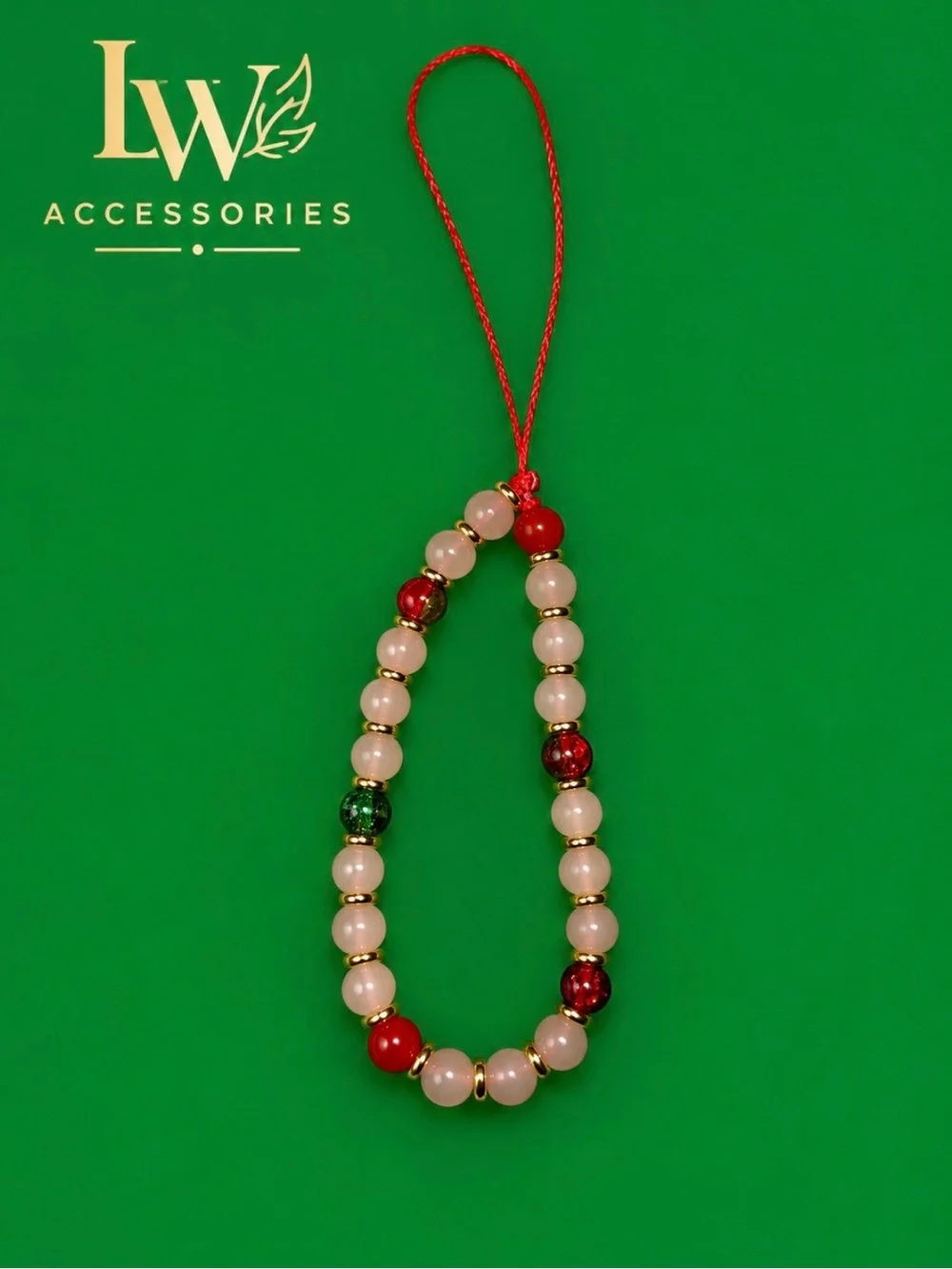 Hand Crafted Red and light Pink Phone Charm